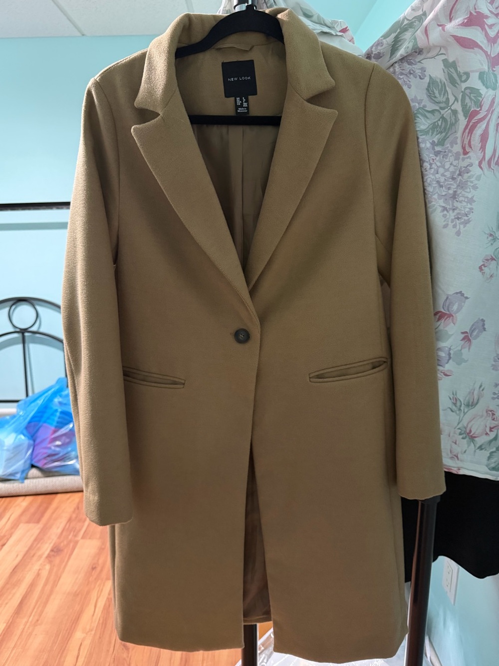 New Look Camel Single-Button Tailored Coat